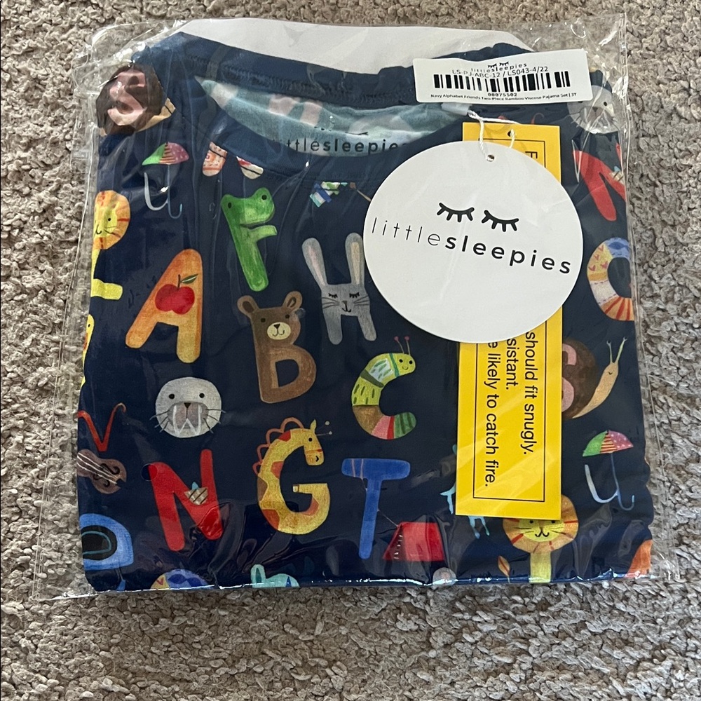 Little Sleepies Colorful Alphabet Pajamas 3T NWT